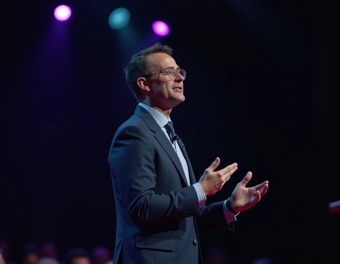 Profesjonalny mówca podczas prezentacji